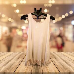 🌸 Blu Heaven Blush Lace Trim Tank Top – Size Small